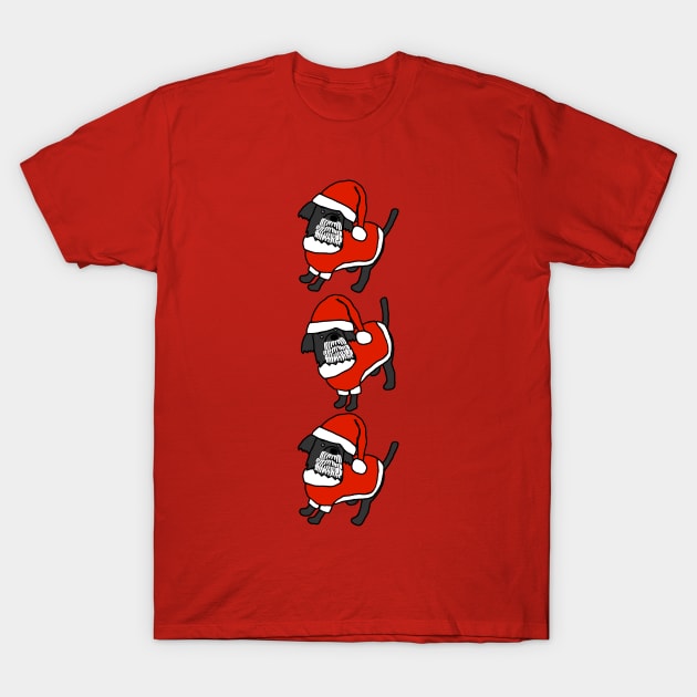 Cute Dogs Dressed as Santa at Christmas T-Shirt by ellenhenryart